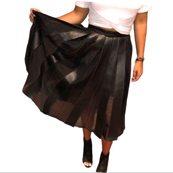 Nicholas Leather and Chiffon Carwash Midi S… - Picture 2 of 5